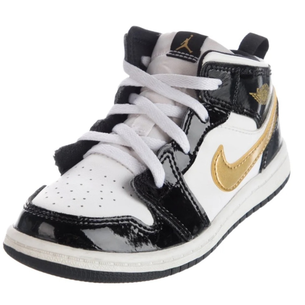 Nike Jordan 1 Kids Black Gold High Top Running Shoes Sneakers US Size 9C